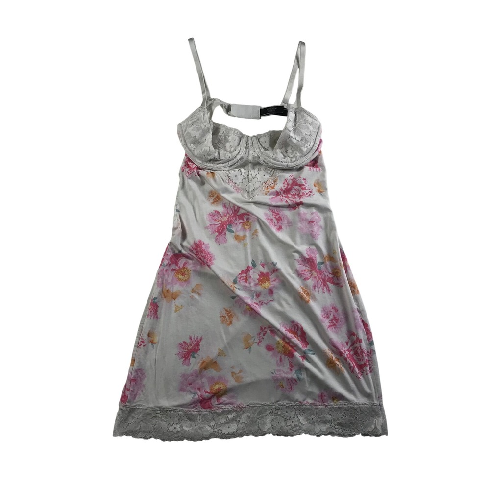 Victoria's Secret Floral Lace Underwire Chemise Nightgown White Pink Small